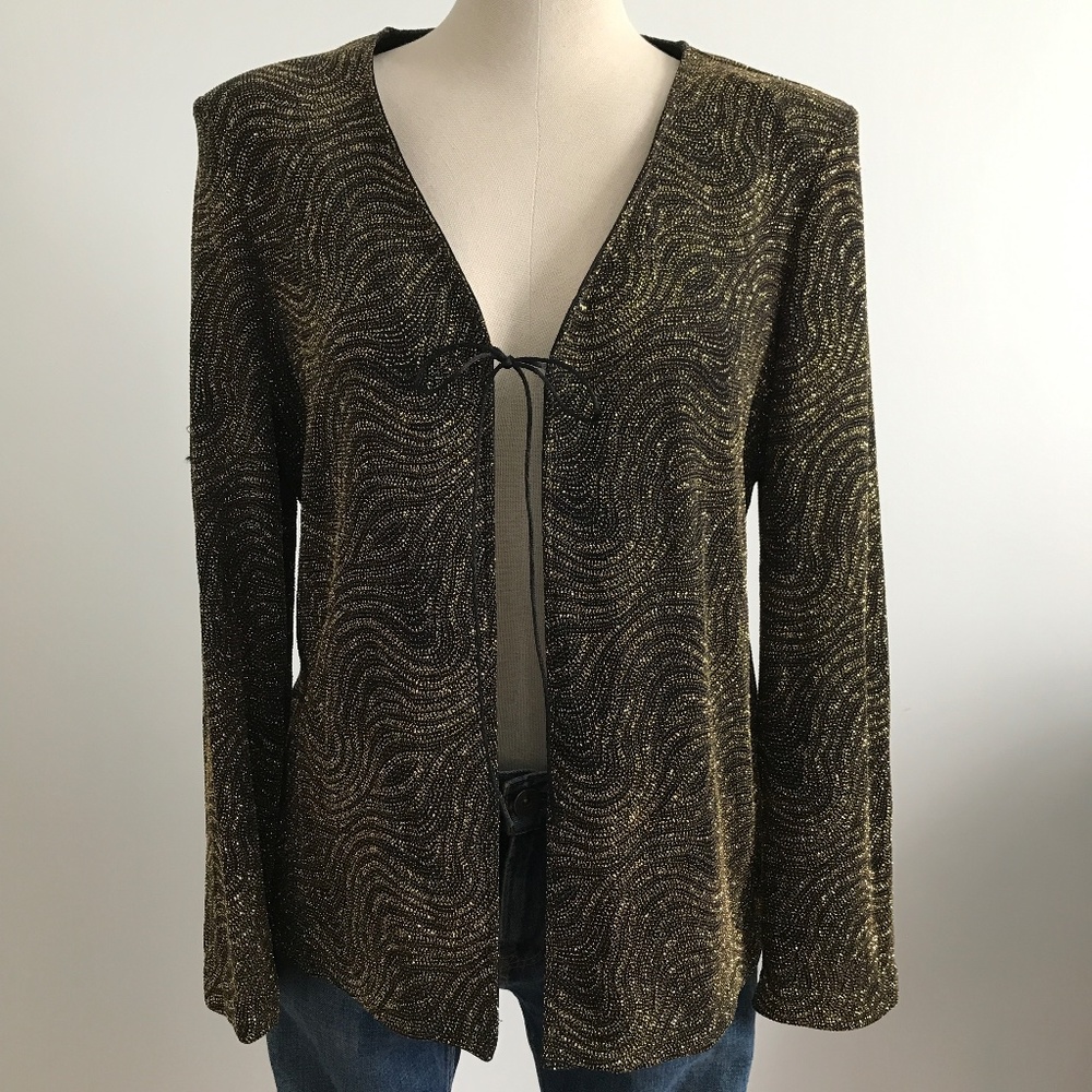 Emotion -Black with  Gold Sparkling open Cardigan /  Vest